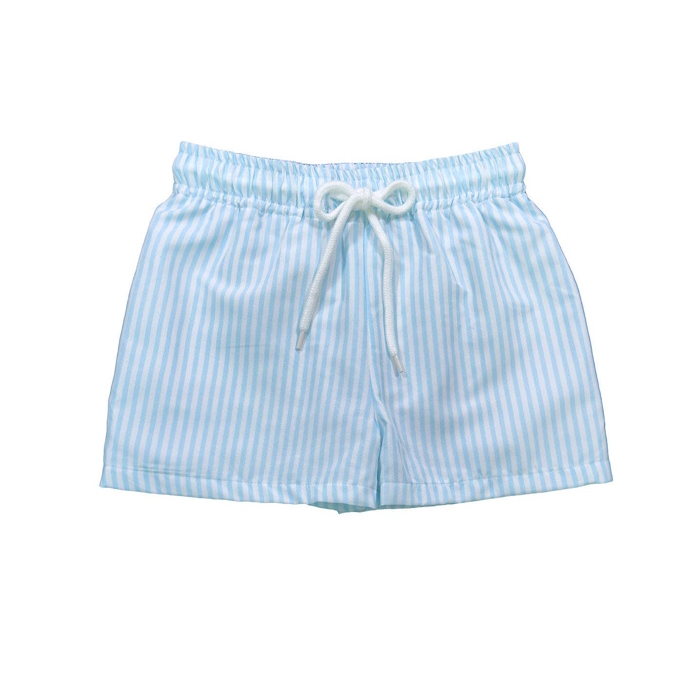 Saint Simons Swim Trunk: Light Blue Stripe