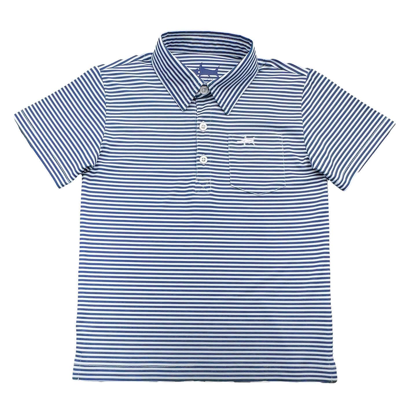 Inshore Boys Performance Polo Navy Stripe : Navy Stripe