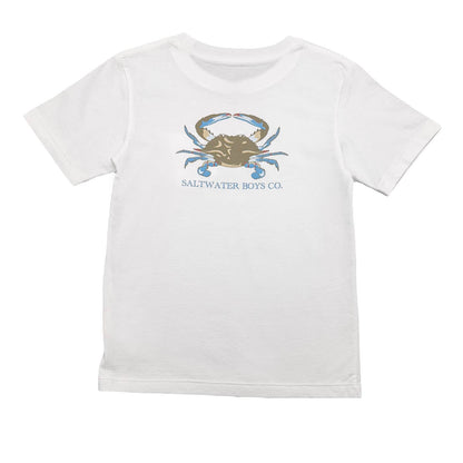Boys Crab SS Graphic Tee- White