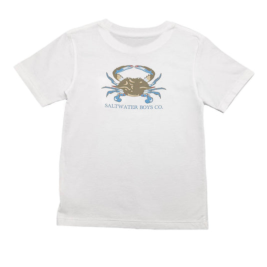 Boys Crab SS Graphic Tee- White