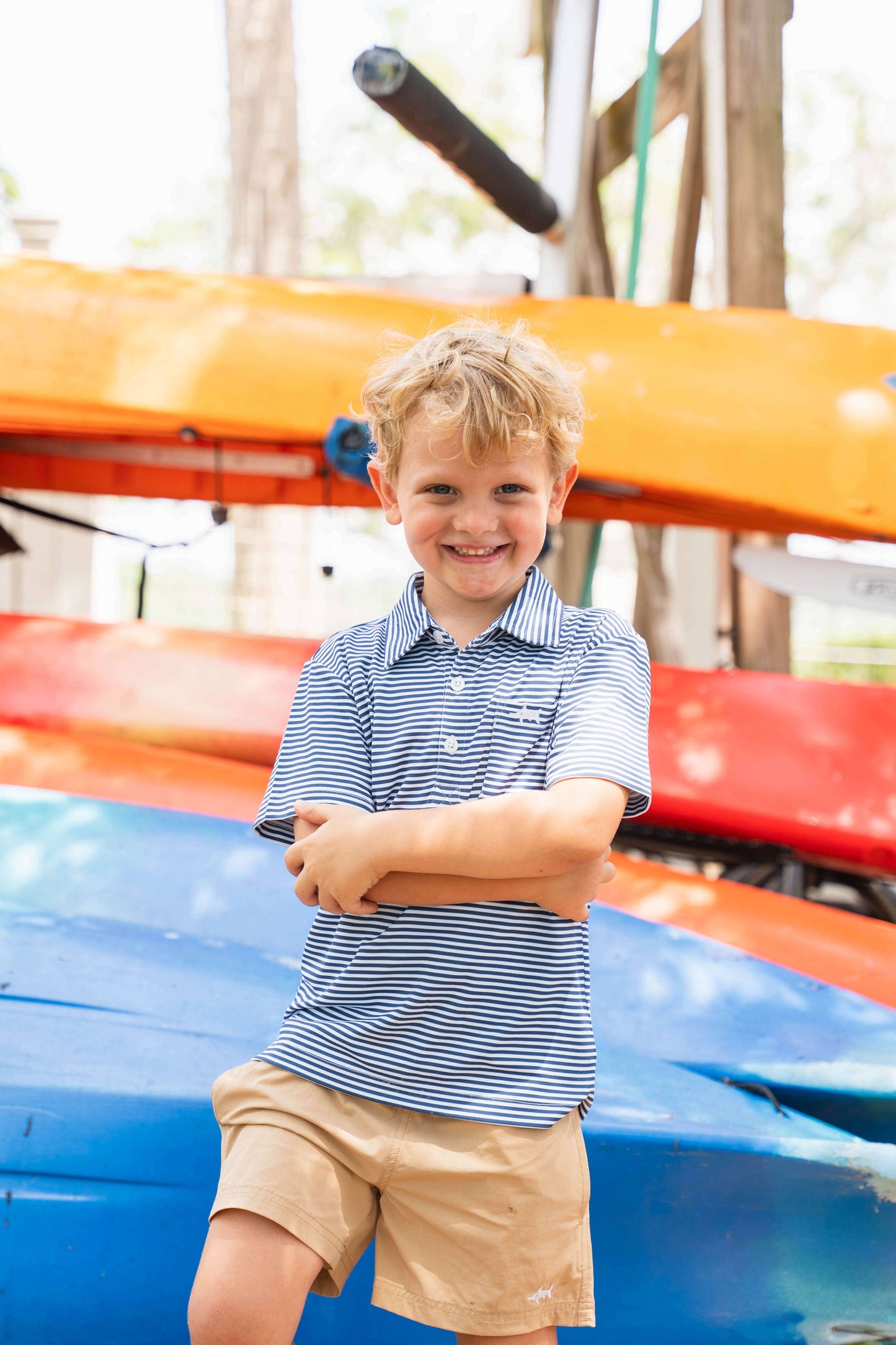 Inshore Boys Performance Polo Navy Stripe : Navy Stripe