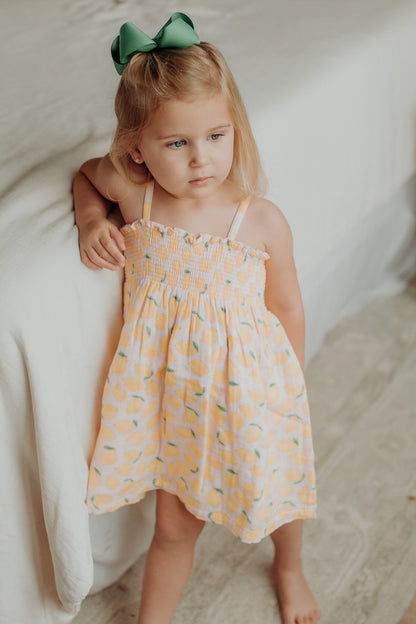 Lemon Sorbet Muslin Smocked Dress