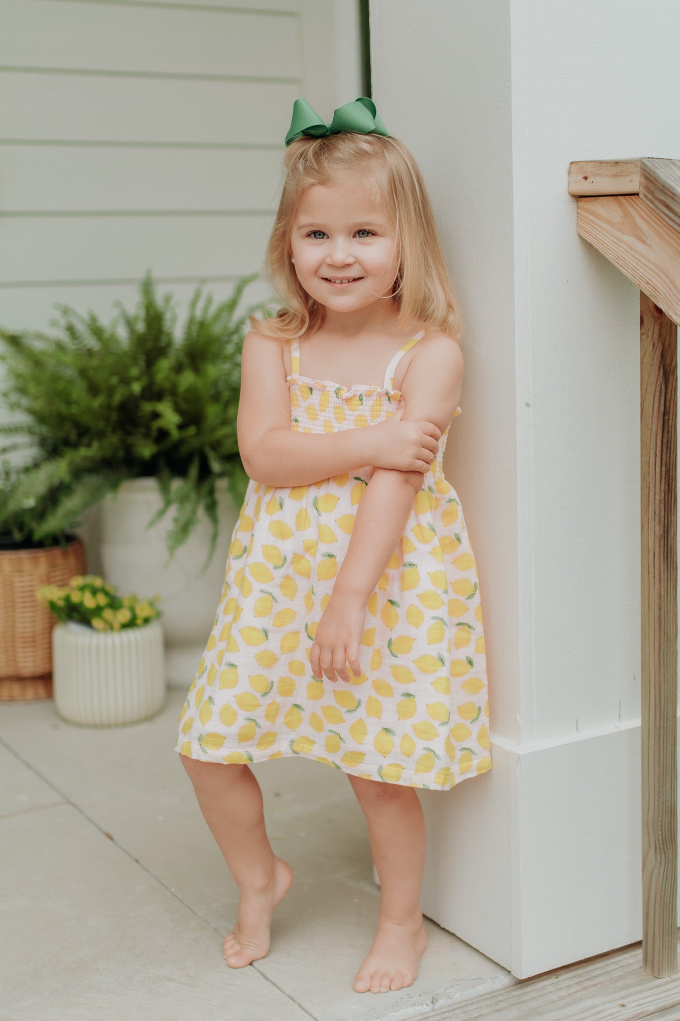 Lemon Sorbet Muslin Smocked Dress