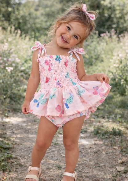 Whimsical Butterflies Smocked Bubble with Skirt
